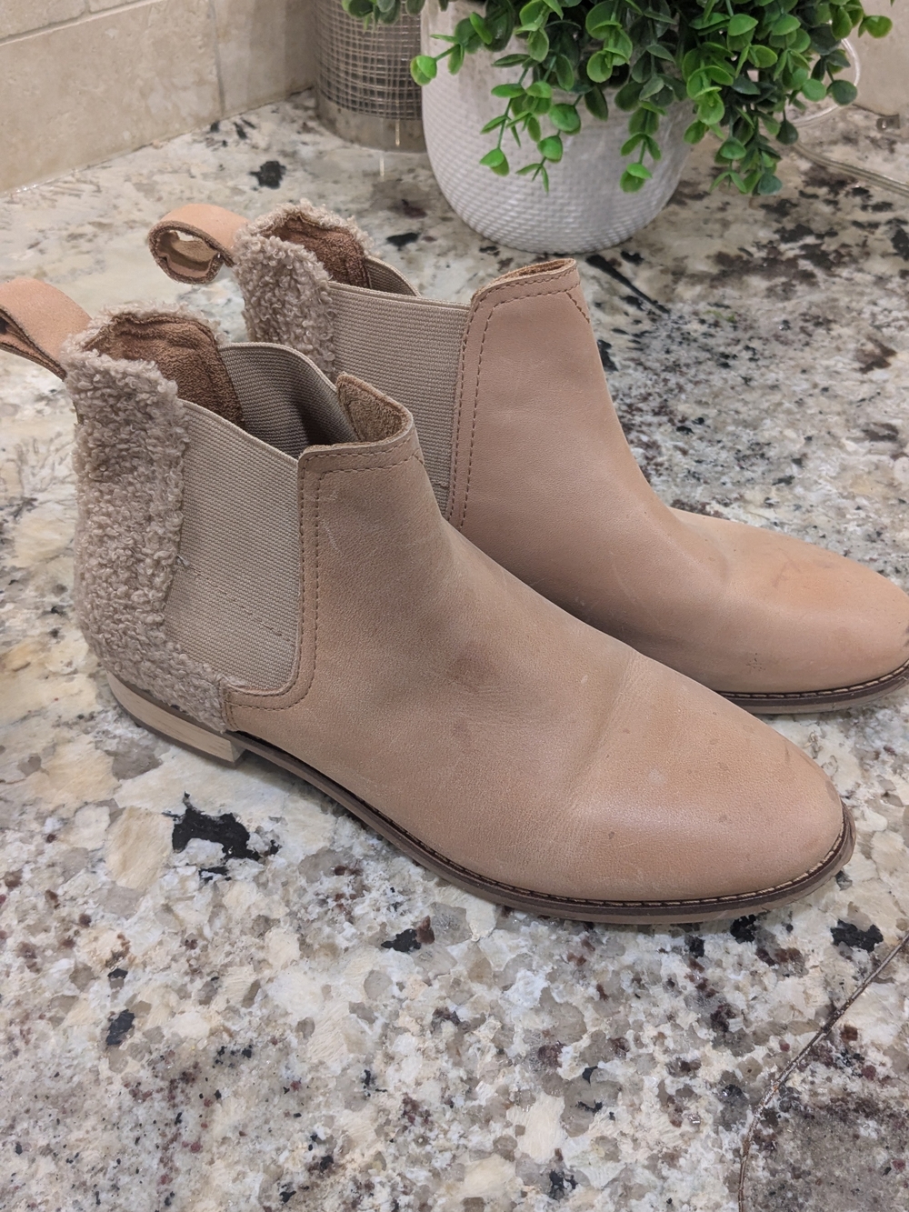 Toms Tan Chelsea Ankle Booties - Slip-On Leather Booties - Picture 7 of 7